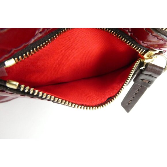 Dooney & Bourke Burgundy Quilted Leather Keychain Wallet Card Holder With Zipper - Picture 8 of 16